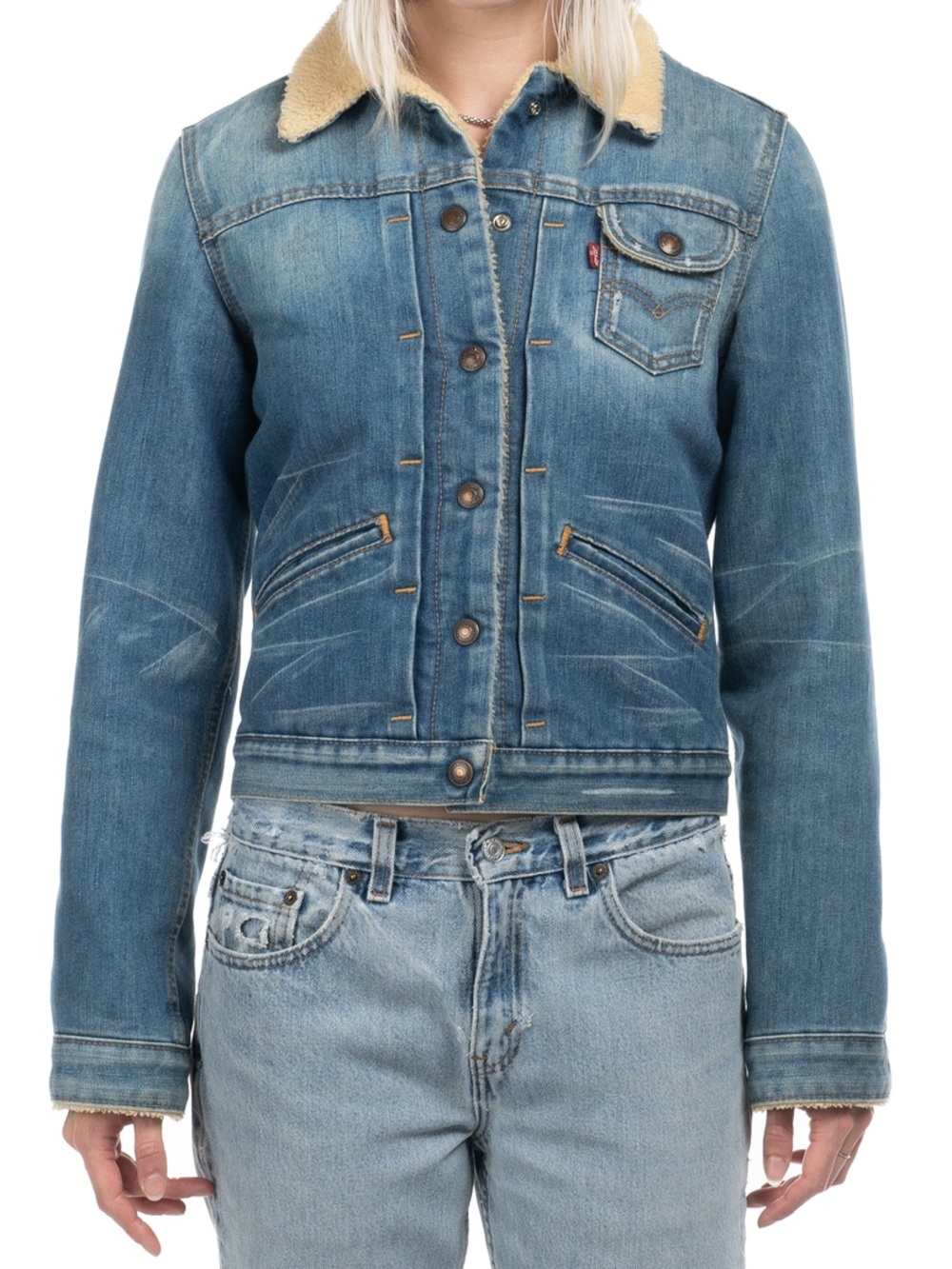 Y2K Levi's Sherpa Lined Buckle Back Jacket - Small